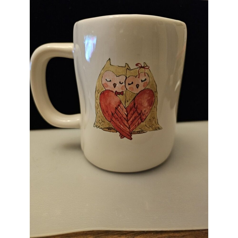 Rae Dunn OWL-WAYS AND FOREVER Ceramic Coffee Mug Cup, 2 Sided,‎ Unique Love Gift